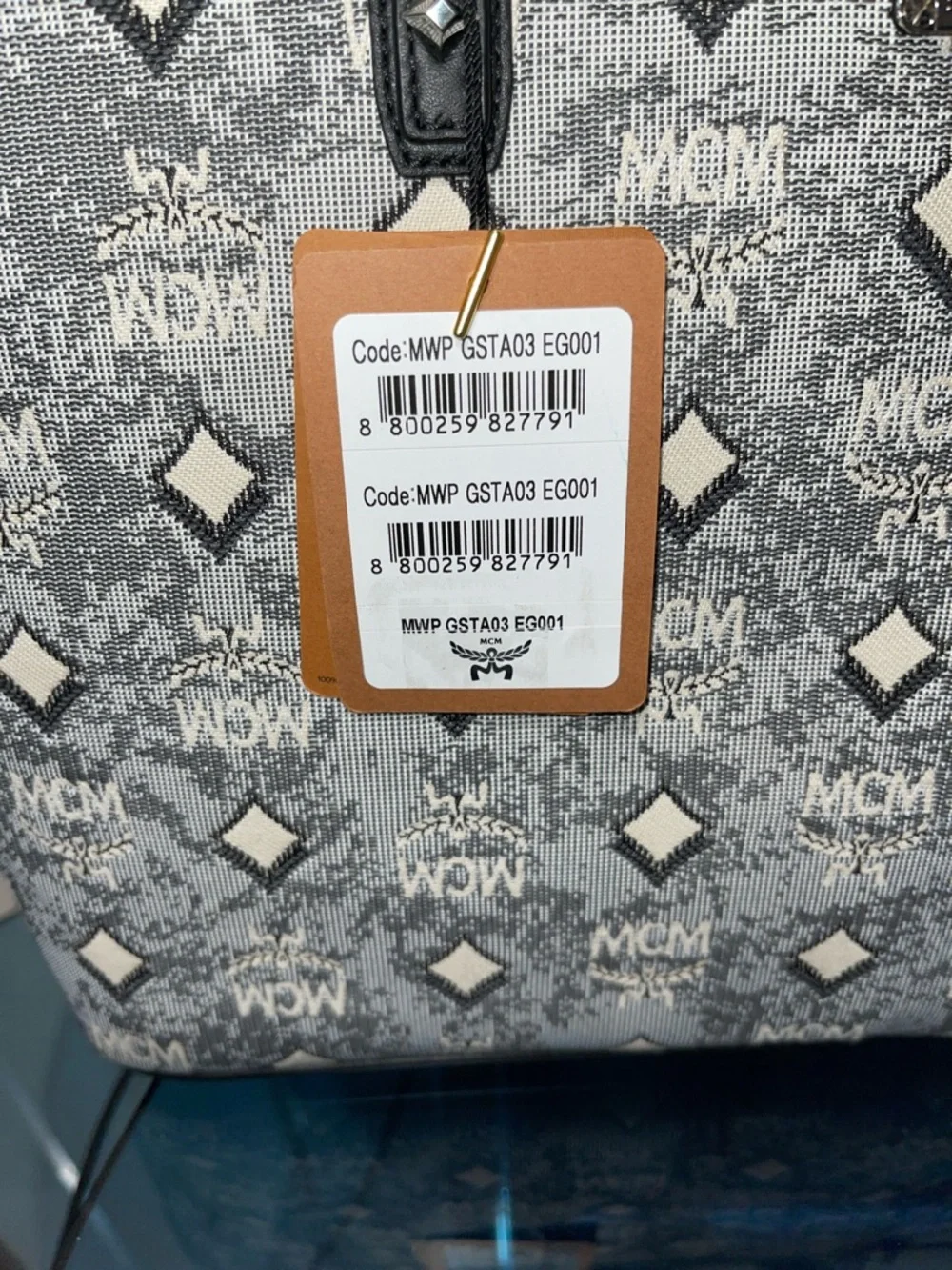 MCM Gray Logo Tote with Black Trim NWT full inclusion - Picture 3 of 14
